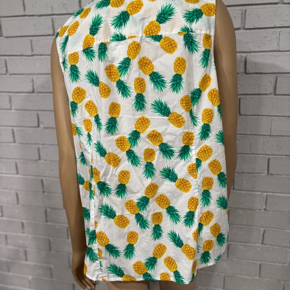 J.Crew Factory Sleeveless Shirt - Pineapple Print,‎ Lightweight, Breezy - Picture 2 of 9